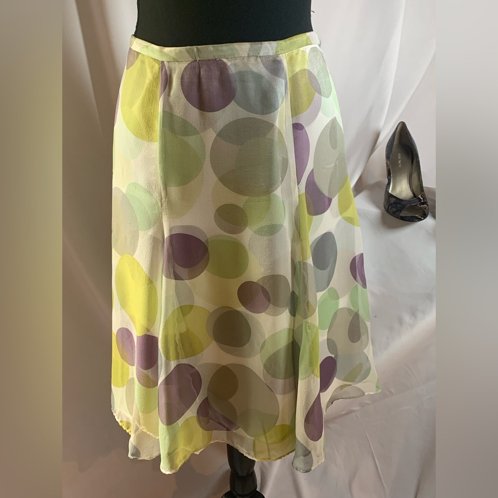 ECI New York skirt 100% silk full swing -two layers size 12